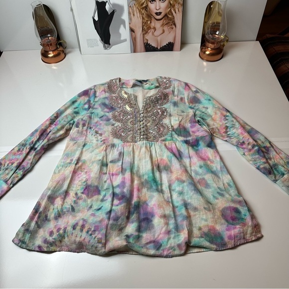 Soft Surroundings Pink and Purple Embellished Blouse - Picture 2 of 10